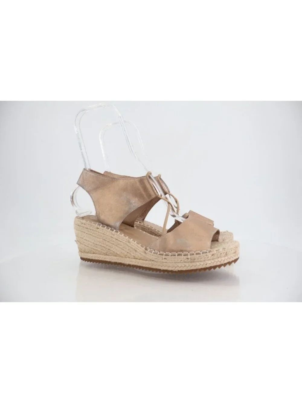 Eileen Fisher Women's Agnes Sandal Size 10 Espadrille Platform Wedge Heel Gold